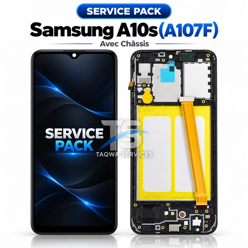 Écrans & Afficheurs Galaxy A10s(A107F) – Noir (Service Pack avec Chassis | Samsung)