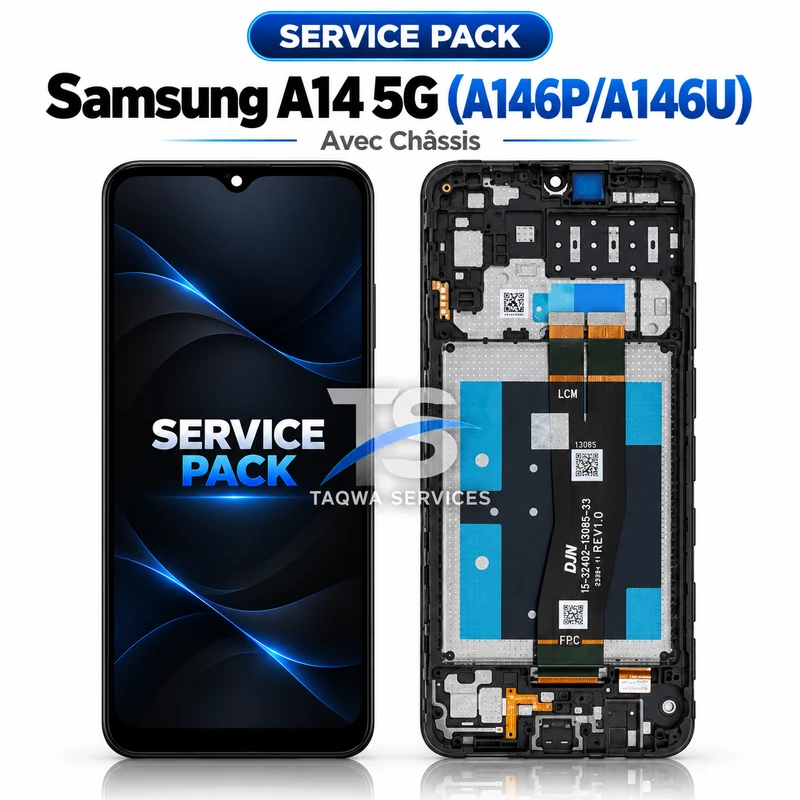 Galaxy A14(A146U) USA Screen & Display – Black (Service Pack avec Chassis | Samsung)