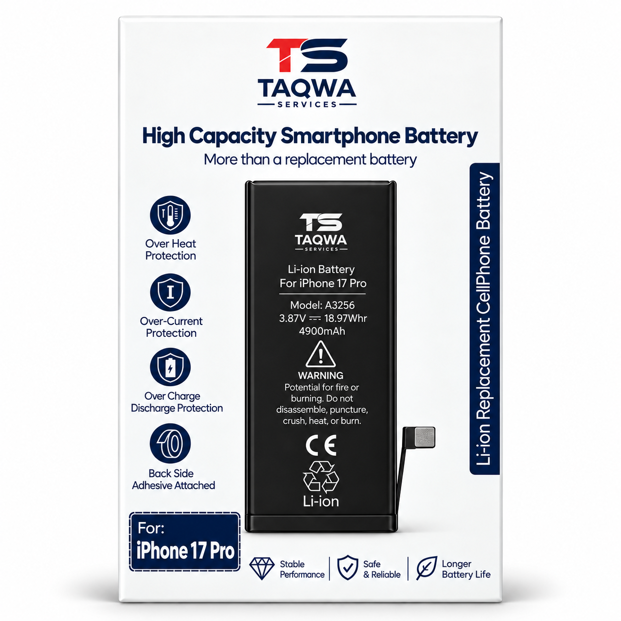 iPhone 17 Pro Battery (Premium Quality | TS)