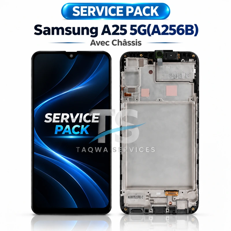 Galaxy A25 5G(A256B) Screen & Display – Black (Service Pack avec Chassis | Samsung)