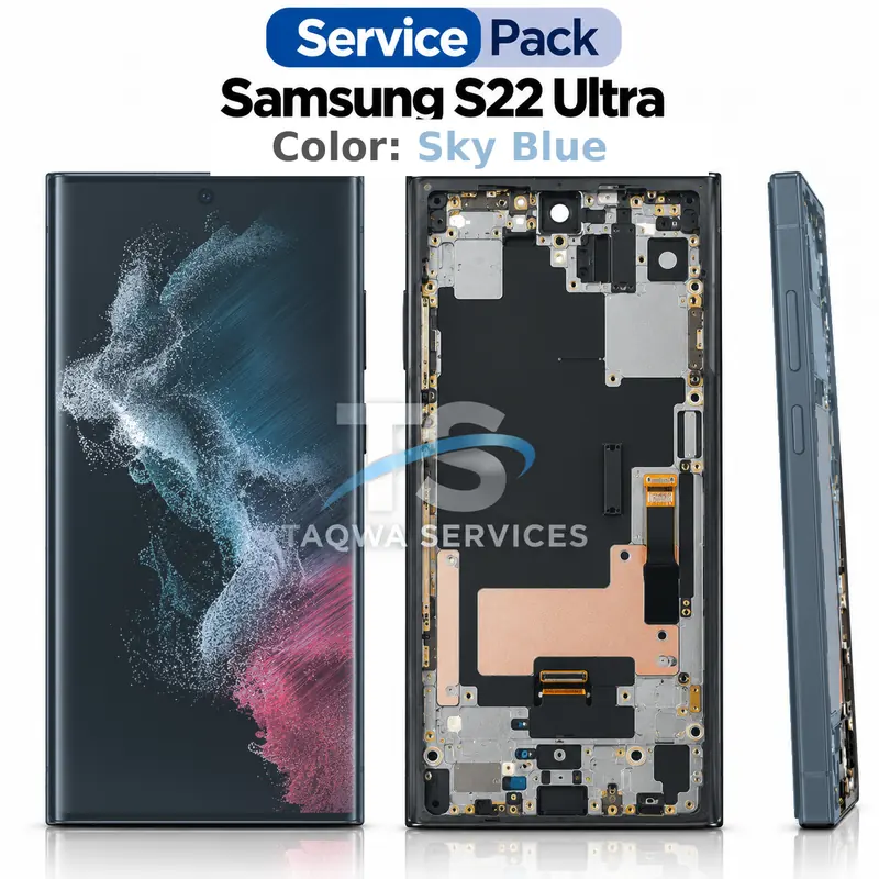 Écrans & Afficheurs Galaxy S22 Ultra(S908B) – Bleu Ciel (Service Pack avec Chassis | Samsung)