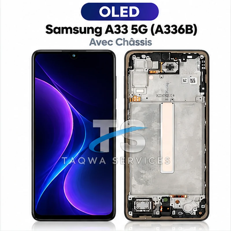Galaxy A33 5G(A336B) Screen & Display – White (avec Chassis - OLED | Ori)