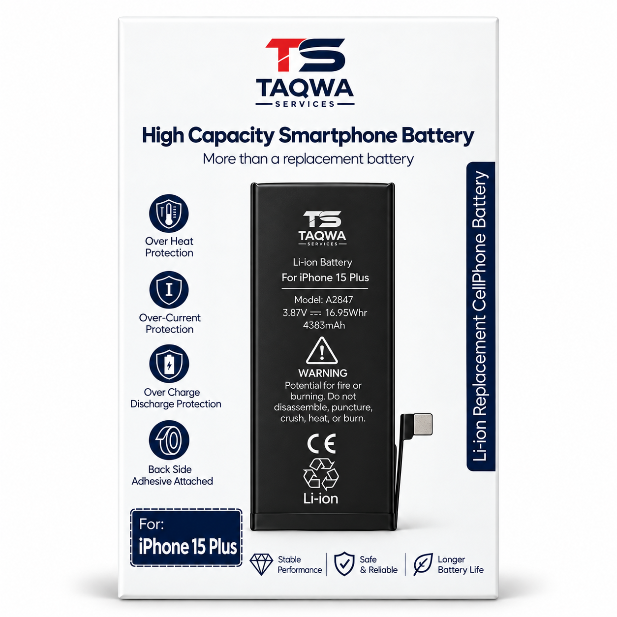 Batterie iPhone 15 Plus (Haute Capacité | TS)