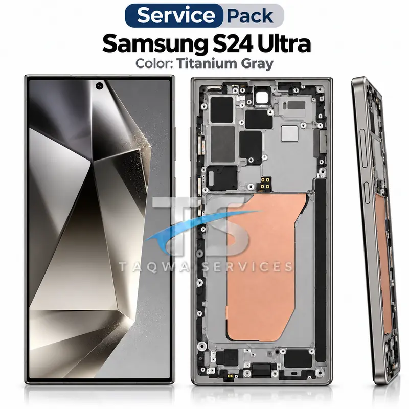 Écrans & Afficheurs Galaxy S24 Ultra – Gris Titane (Service Pack avec Chassis | Samsung)