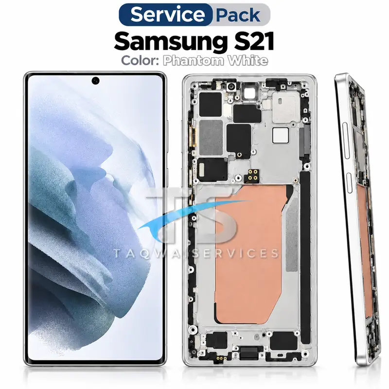 Galaxy S21 Screen & Display – White (Service Pack avec Chassis | Samsung)
