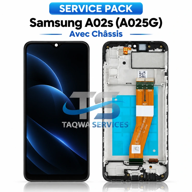 Écrans & Afficheurs Galaxy A02s(A025G) – Noir (Service Pack avec Chassis | Samsung)