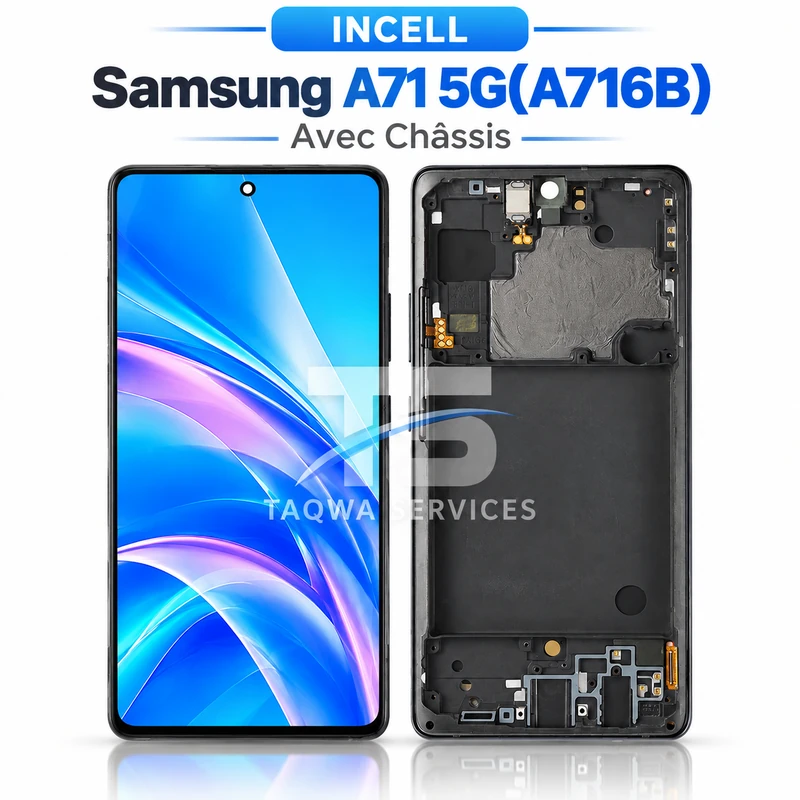 Galaxy A71 5G(A716B) Screen & Display – Black (Avec Chassis - INCELL )