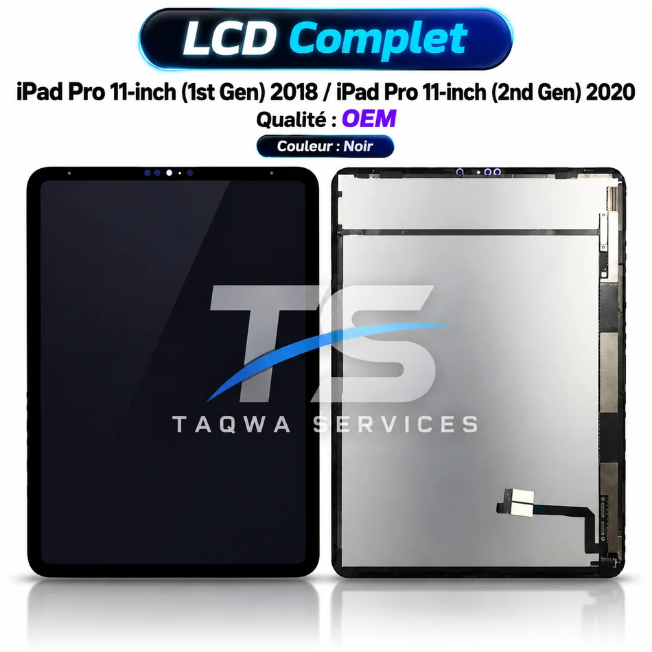 iPad Pro 11-inch (1st gen) [11"] (2018): A1980, A2013, A1934, A1979 / iPad Pro 11-inch (2nd gen) [11"] (2020): A2228, A2068, A2230, A2231 Screen & Display – Black (LCD Compled - OEM | COMPATIBLE)