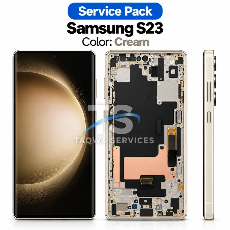 Galaxy S23 Screen & Display – Cream (Amber Yellow) (Service Pack avec Chassis | Samsung)