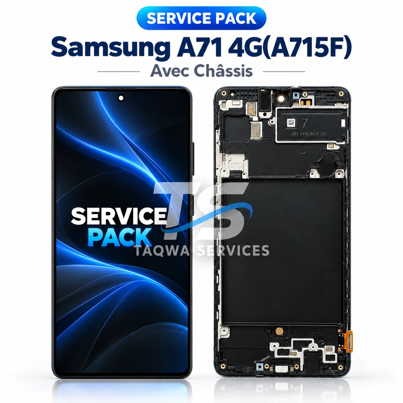 Écrans & Afficheurs Galaxy A71 4G(A715F) – Noir (Service Pack avec Chassis | Samsung)