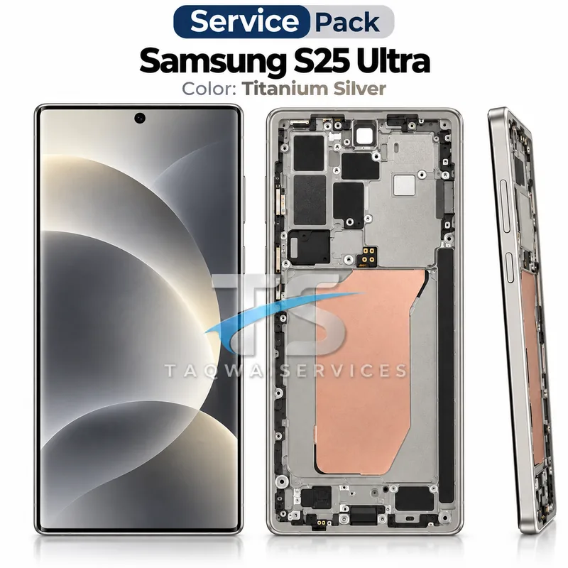 Écrans & Afficheurs Galaxy S25 Ultra – Argent Titane/Blanc Argente (Service Pack avec Chassis | Samsung)