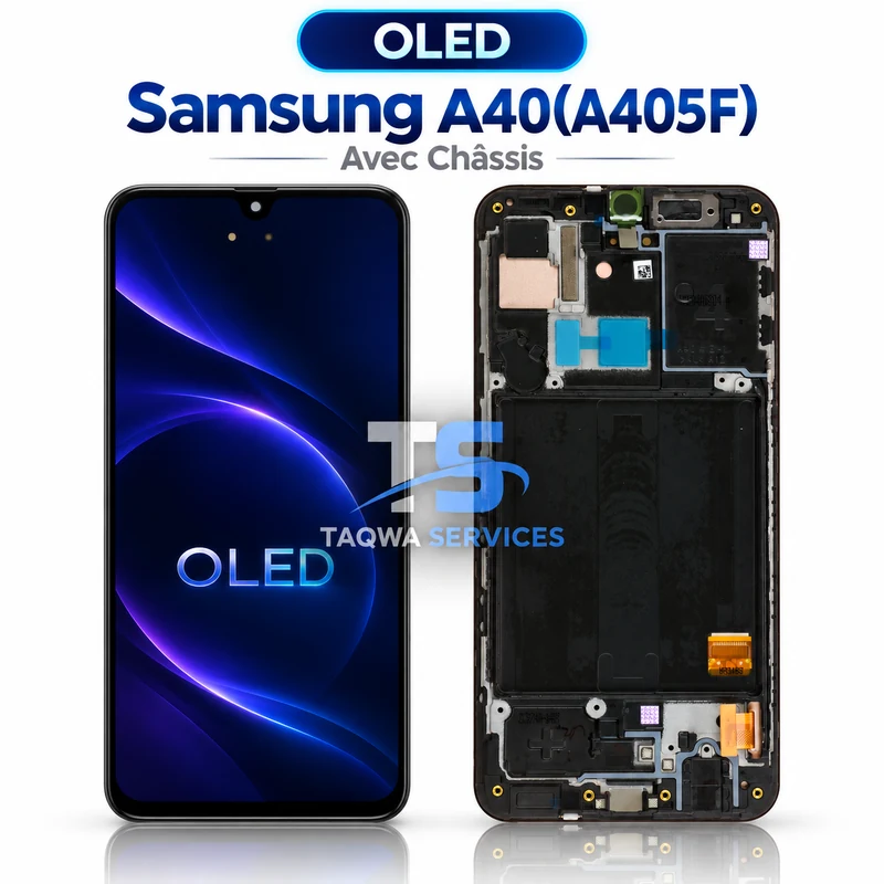 Galaxy A40(A405F) Screen & Display – Black (avec Chassis - OLED | Ori)