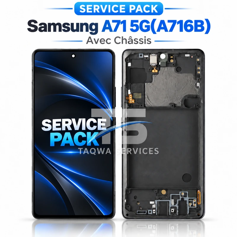 Galaxy A71 5G(A716B) Screen & Display – Black (Service Pack avec Chassis | Samsung)