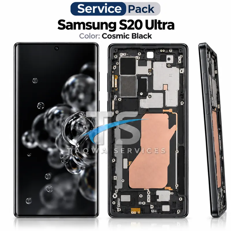Écrans & Afficheurs Galaxy S20 Ultra – Noir (Service Pack avec Chassis | Samsung)