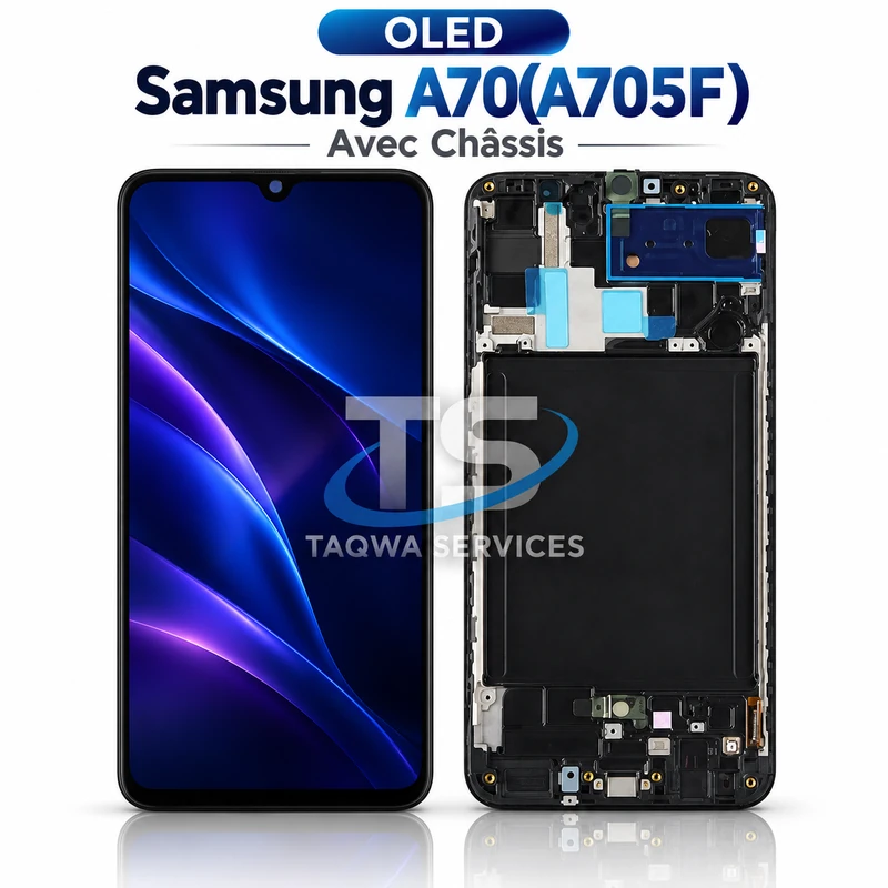Galaxy A70(A705F) Screen & Display – Black (avec Chassis - OLED | Ori)