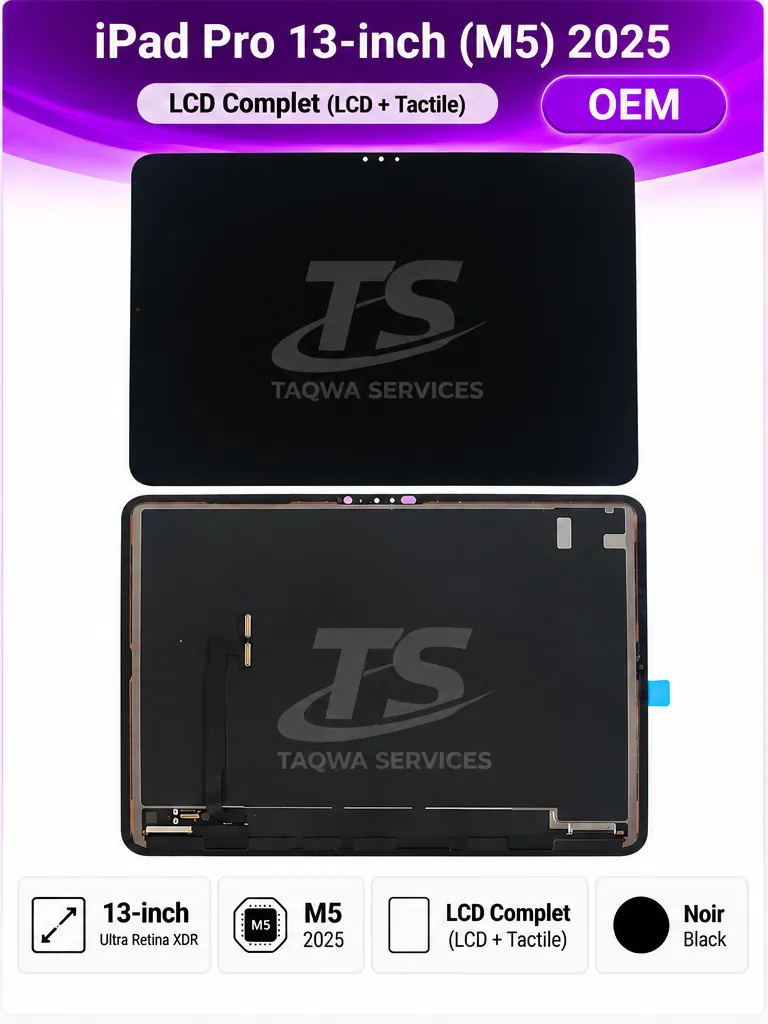 iPad Pro 13-inch (M5) [13"] (2025): A3360, A3361, A3362 Screen & Display – Black (LCD Compled - OEM | COMPATIBLE)