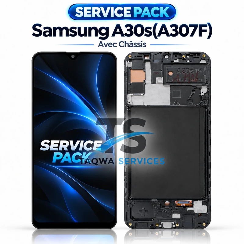 Écrans & Afficheurs Galaxy A30s(A307F) – Noir (Service Pack avec Chassis | Samsung)