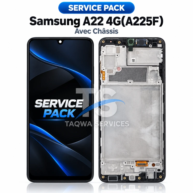 Galaxy A22 4G(A225F) Screen & Display – Black (Service Pack avec Chassis | Samsung)