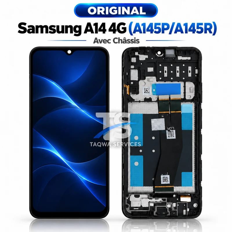 Galaxy A14 4G (A145P/A145R) Screen & Display – Black (Original - Avec Chassis | Ori)