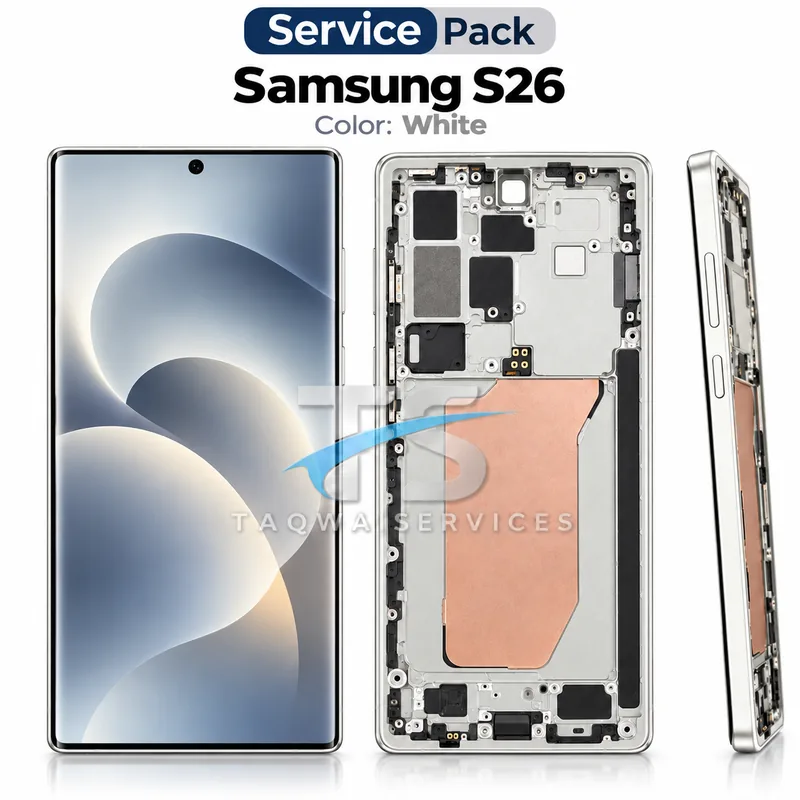 Galaxy S26 Screen & Display – White (Service Pack avec Chassis | Samsung)