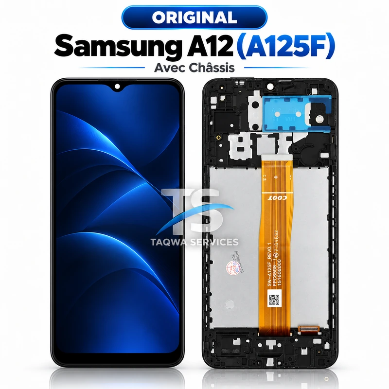 Galaxy A12(A125F) Screen & Display – Black (Original - Avec Chassis | Ori)
