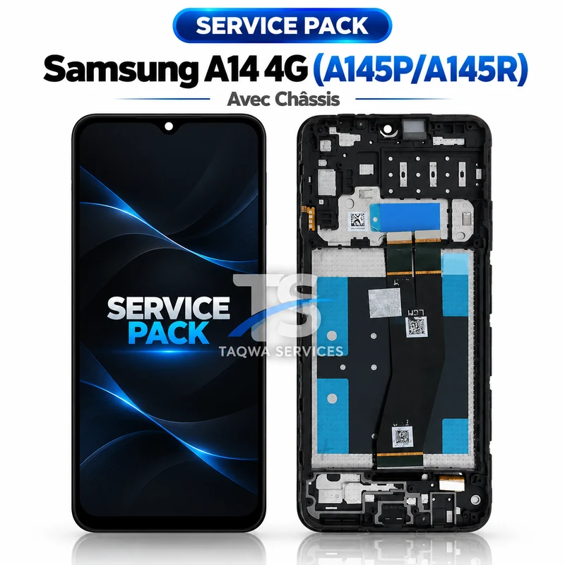 Galaxy A14 4G (A145P/A145R) Screen & Display – Black (Service Pack avec Chassis | Samsung)