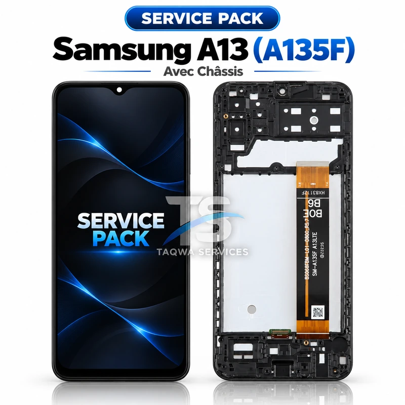 Écrans & Afficheurs Galaxy A13 (A135F) – Noir (Service Pack avec Chassis | Samsung)