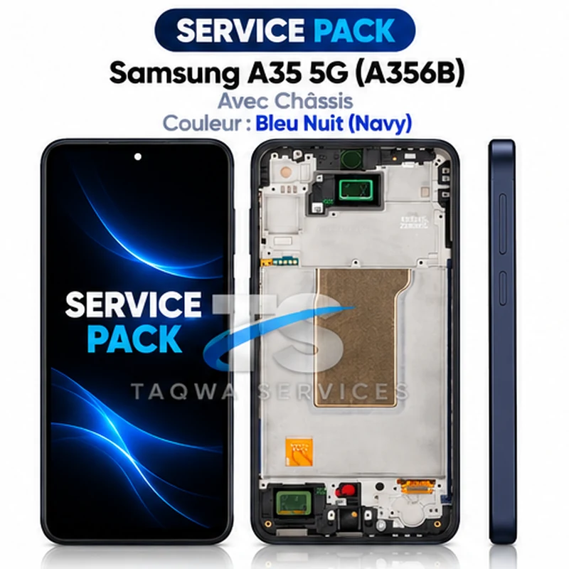 Galaxy A35 5G(A356B) Screen & Display – Blue Black (Service Pack avec Chassis | Samsung)